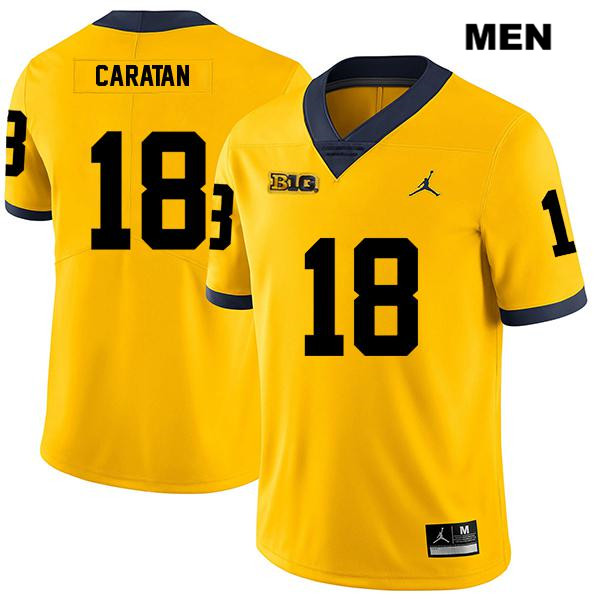 Men's NCAA Michigan Wolverines George Caratan #18 Yellow Jordan Brand Authentic Stitched Legend Football College Jersey WL25U83UJ